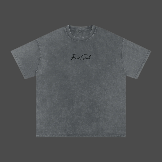 4Soul Oversized Acid Washed Gray Tee