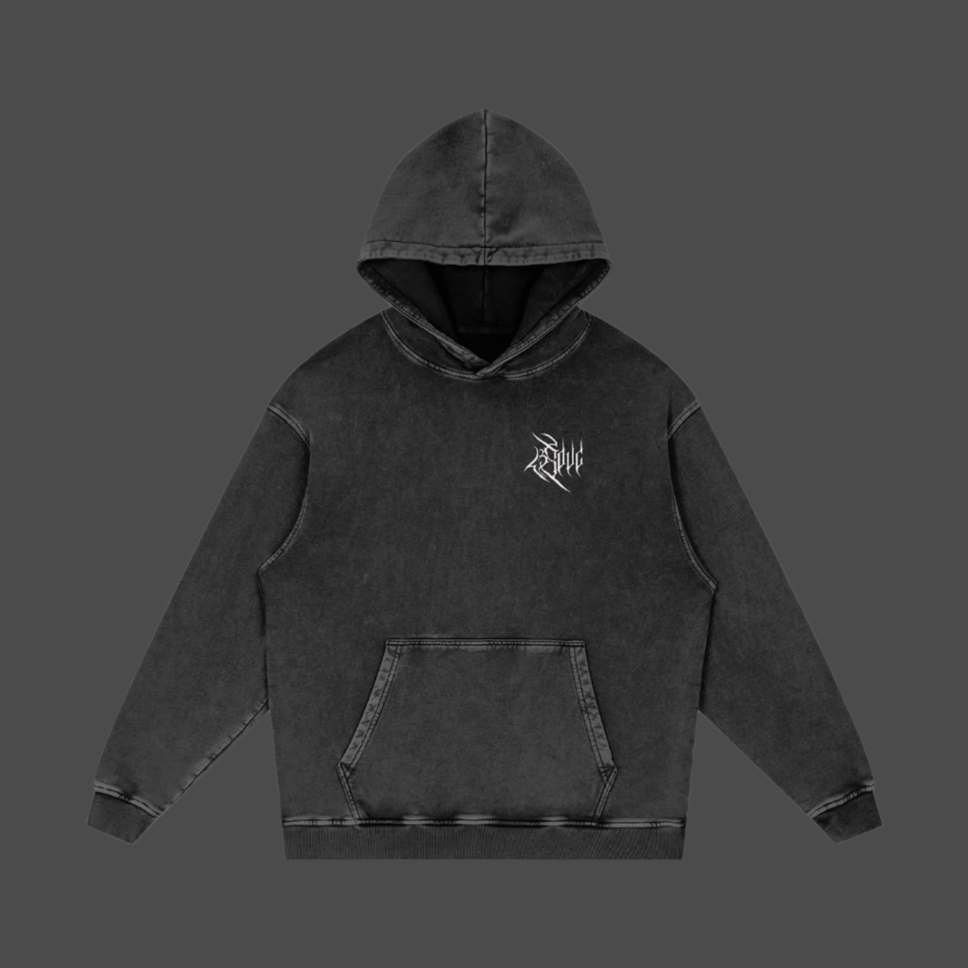 4Soul Black Oversized Acid Washed Hoodie